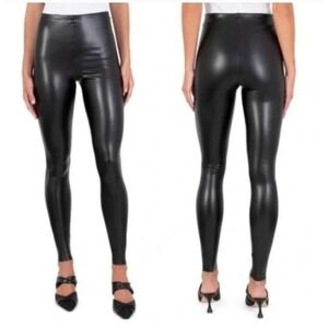 Joie Leggings Womens Small Black Faux Leather Pull On Sleek Edgy Chic Pants